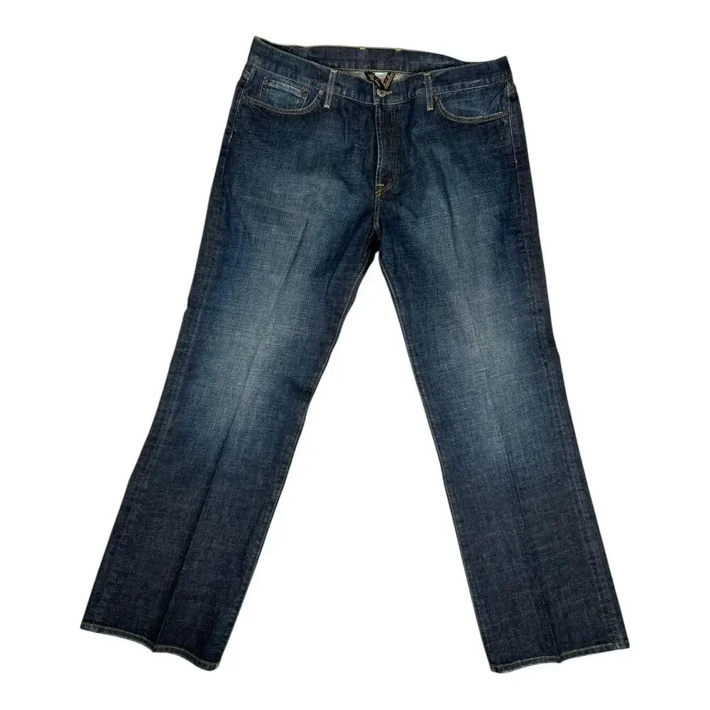 VTG Lucky Brand Relaxed Bootleg Jeans Mens 38x34 Blue Bootcut Stretch Denim USA